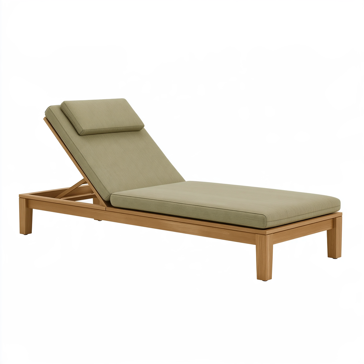 Lettino prendisole 200 x 70 x 85 cm in legno e tessuto verde salvia - schienale reclinabile per esterno