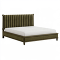 Letto matrimoniale 160 x 200 cm in tessuto verde con testiera imbottita stile classico