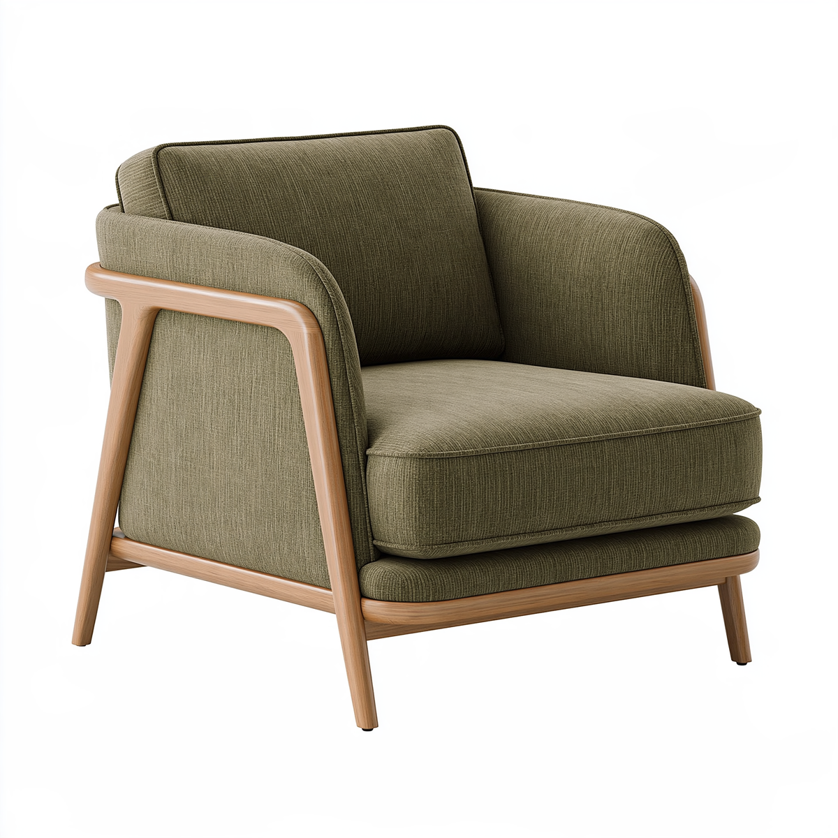Poltrona 75 x 80 x 85 cm in tessuto verde e legno stile moderno