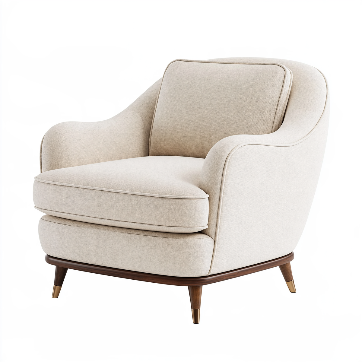 Poltrona 80 x 85 x 95 cm in tessuto beige con gambe in legno stile moderno